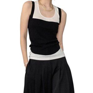 Black and white 2 tone jersey tank top